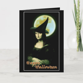 Tarjeta Bruja Mona Lisa Halloween Luna llena