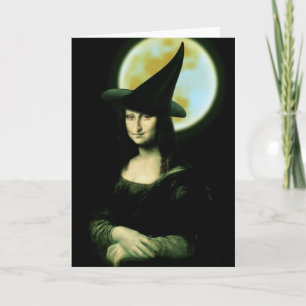 Tarjeta Bruja Mona Lisa Halloween Luna Llena