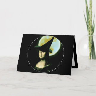 Tarjeta Bruja Mona Lisa Halloween Luna Llena