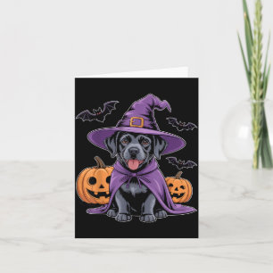 Tarjeta Bruja Perro Negro Lindo Calabazas De Halloween Y M