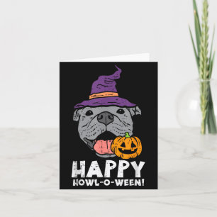Tarjeta Bruja Pitbull Feliz Aullido O Ween Calabaza Hallow