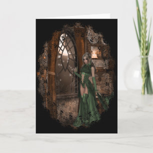 Tarjeta Bruja por ventana :: Diseños de Halloween