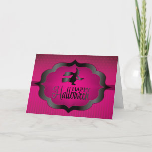 Tarjeta Bruja rosa de Halloween