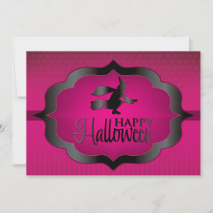 Tarjeta Bruja rosa de Halloween