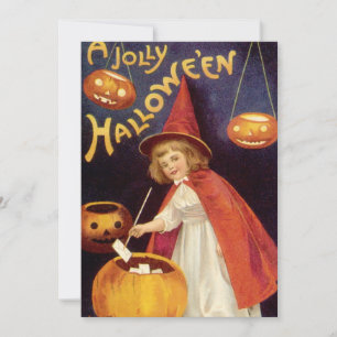 Tarjeta Bruja Vintage Alegre de Halloween por Ellen Clapsa