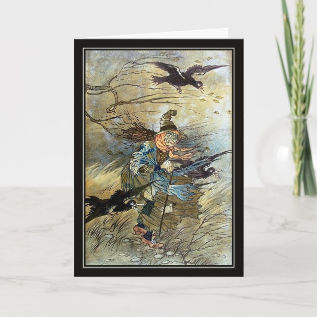 Tarjeta Bruja vintage de Charles Folkard (Anverso)