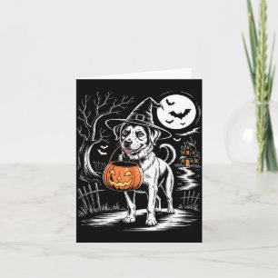 Tarjeta Bruja Vintage Perro Con Calabaza Perro Espeluznant