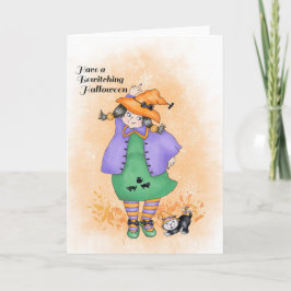 Tarjeta Bruja y gato bailando