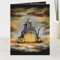 Bruja y gato negro, ¡Feliz Halloween!