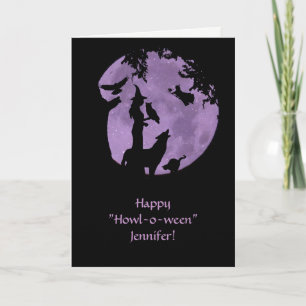 Tarjeta Brujas de Halloween Nombre Personalizado Delante