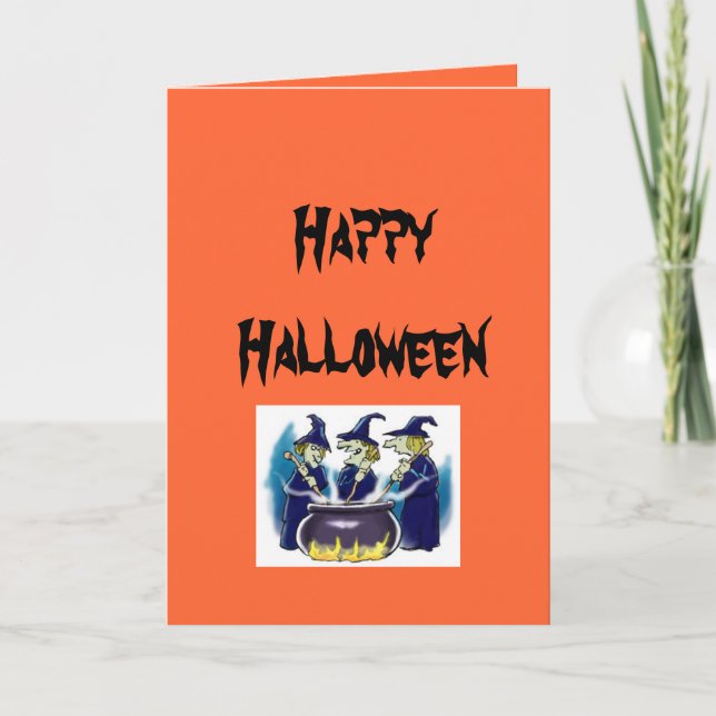 Tarjeta brujas, feliz Halloween (Anverso)