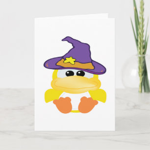 Tarjeta brujita payasita patito amarillo