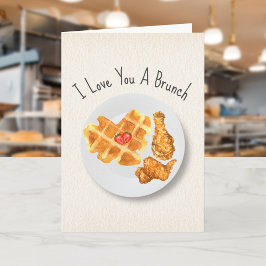 Tarjeta Brunch Love Pun Chicken & Waffles Valentine