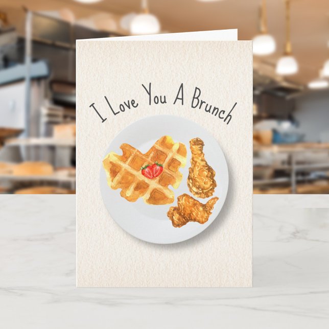 Tarjeta Brunch Love Pun Chicken & Waffles Valentine (Subido por el creador)