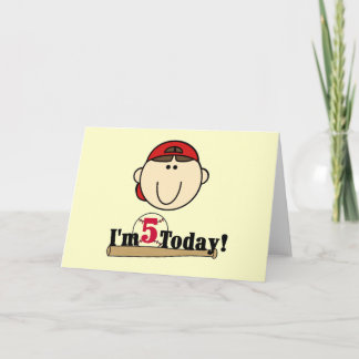Tarjeta Brunette Boy Baseball 5º cumpleaños