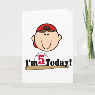 Tarjeta Brunette Boy Baseball 5º cumpleaños