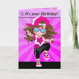 Tarjeta Brunette Chicas Hip Hop Feliz cumpleaños