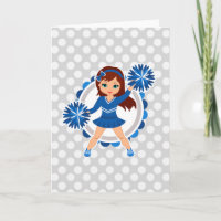 Brunette de animadores azules - Alegre lindo