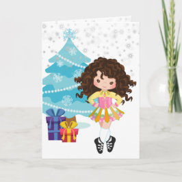 Tarjeta Brunette Navidades de invierno irlandeses bailarin