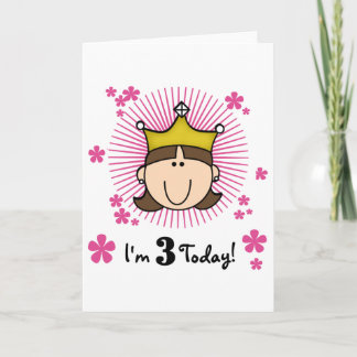 Tarjeta Brunette Princess 3er cumpleaños camisetas y regal