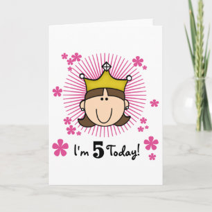 Tarjeta Brunette Princess 5º Camisetas de cumpleaños y reg