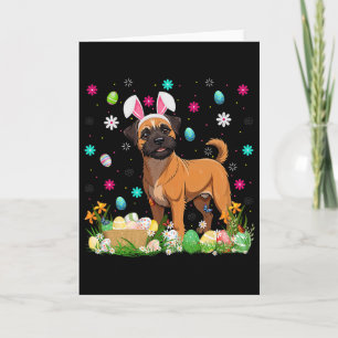 Tarjeta Brussels Griffon perro caza huevos de Pascua conej