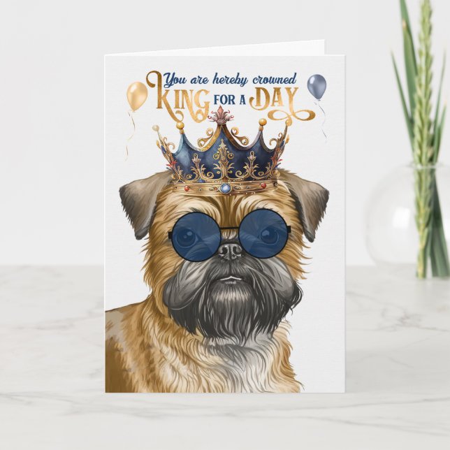 Tarjeta Bruxelles Griffon Dog King por un día divertido cu (Anverso)