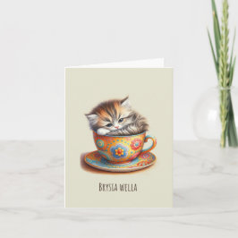 Tarjeta Brysia Wella: Gatito en el Teacup se pone bien pro