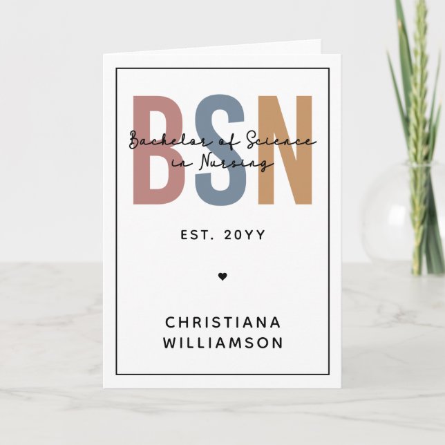 Tarjeta BSN, personalizado, Licenciatura en Ciencia en Enf (Anverso)