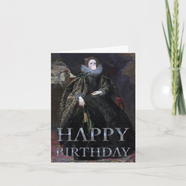 Tarjeta Bubble gum Diva Marchesa Feliz cumpleaños (Anverso)