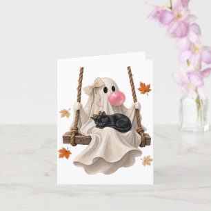Tarjeta Bubblegum Ghost & Black Cat Swing Halloween