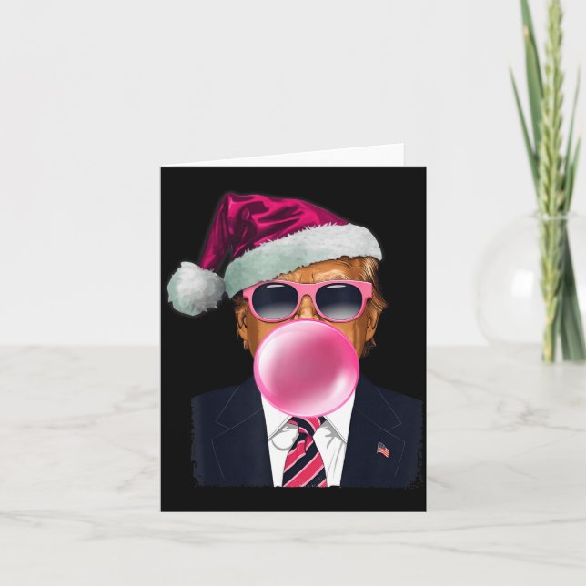 Tarjeta Bubblegum Trump Blowing Bubble Gum Christmas Nk Tr (Anverso)