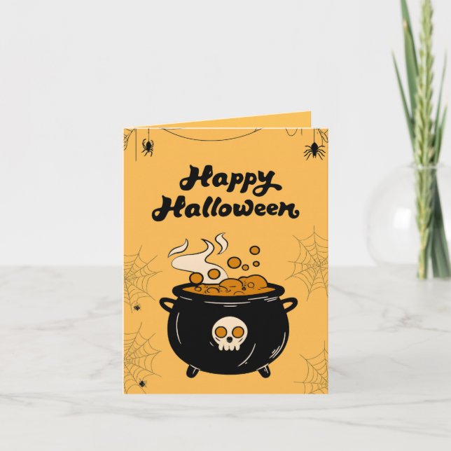 Tarjeta Bubbling Cauldron Halloween Card – Spooky Eyeballs (Anverso)