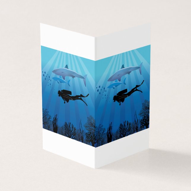 Tarjeta Buceador de tiburones en Scuba (Exterior)