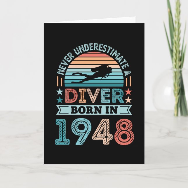 Tarjeta Buceador nacido en 1948 80º cumpleaños Buceo Regal (Anverso)