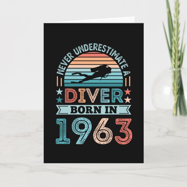 Tarjeta Buceador nacido en 1965 60 cumpleaños Diving Gift  (Anverso)