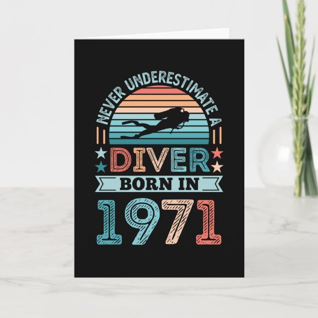 Tarjeta Buceador nacido en 1971 50 cumpleaños Diving Gift  (Anverso)