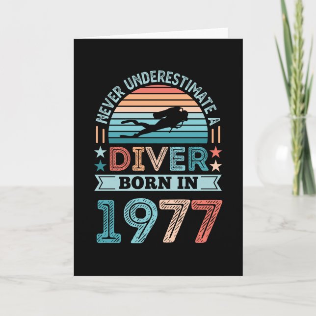 Tarjeta Buceador nacido en 1977 50 cumpleaños Diving Gift  (Anverso)