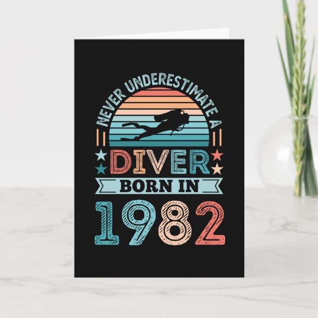 Tarjeta Buceador nacido en 1982 40 cumpleaños Diving Gift  (Anverso)