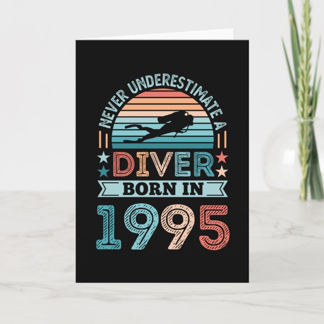 Tarjeta Buceador nacido en 1995 30 cumpleaños Diving Gift  (Anverso)