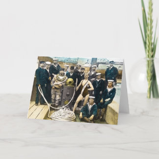 Tarjeta Buceador naval real 1891 del casco de protección