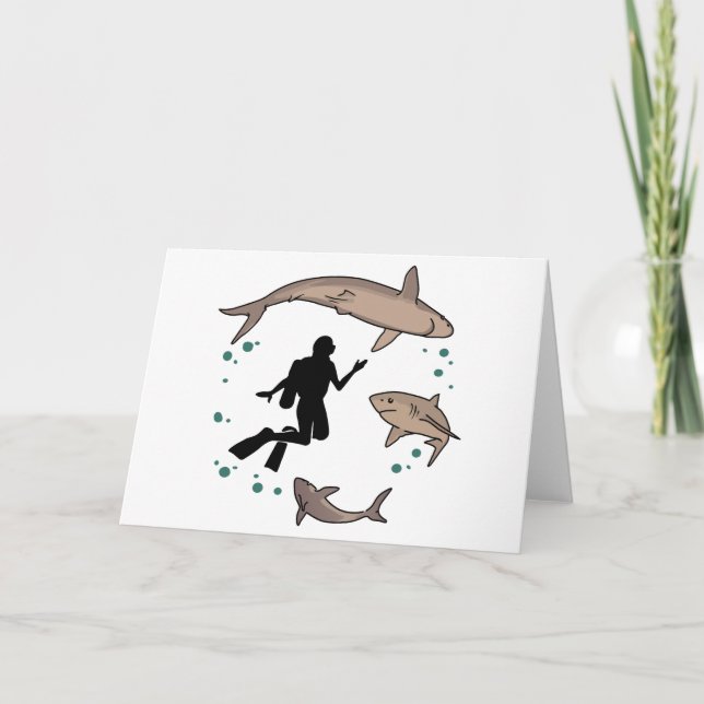 Tarjeta Buceadores y tiburones (Anverso)