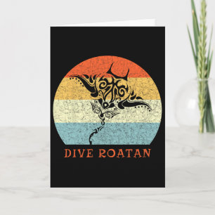 Tarjeta Buceo Roatan Vintage Retro Tril Stingray Vacacione
