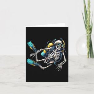 Tarjeta Buceo Scuba Halloween Skeleton Scuba Diver