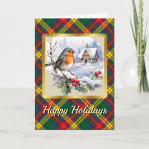 Tarjeta Buchanan Tartan w/Robin Xmas Personalizadas