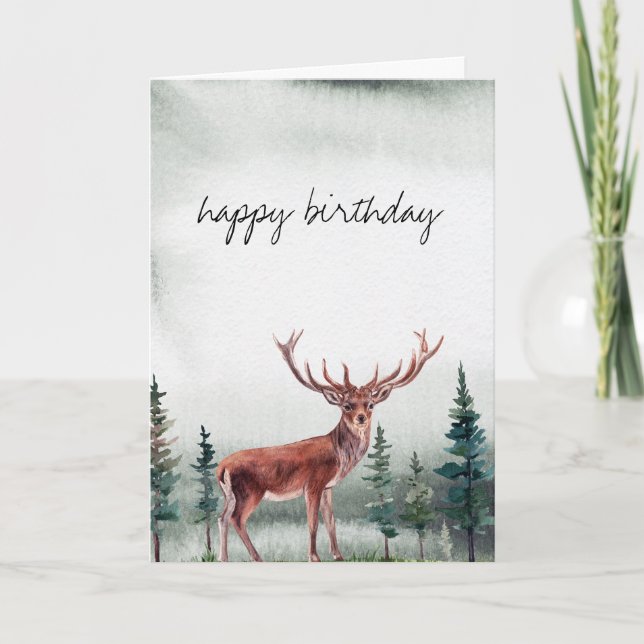 Tarjeta Buck Deer Happy Birthday Personalizado (Anverso)