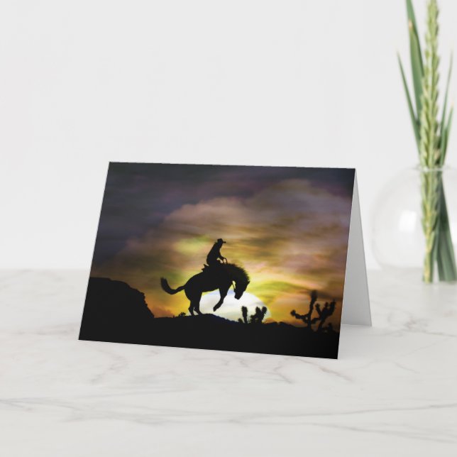 Tarjeta Bucking Bronc Cowboy Rider Birday Card (Anverso)