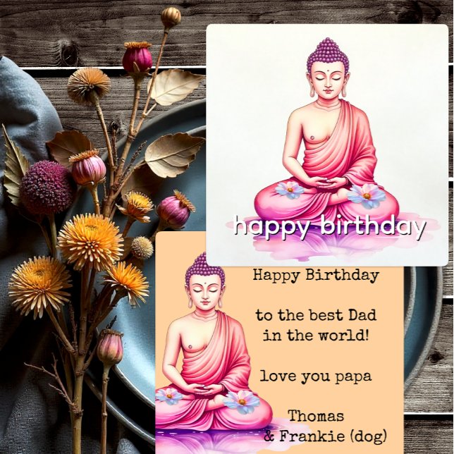 Tarjeta Buda acuarela Cumpleaños, Meditación / Yoga (Subido por el creador)