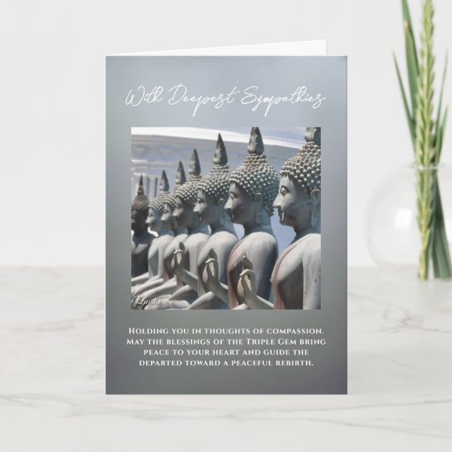 Tarjeta Buddhist Sympathy Card with Peaceful Buddha Statue (Anverso)