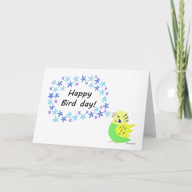 Tarjeta Budgie Budgerigar Parakeet Cute cumpleaños (Anverso)